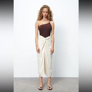 Zara satin effect skirt with knot